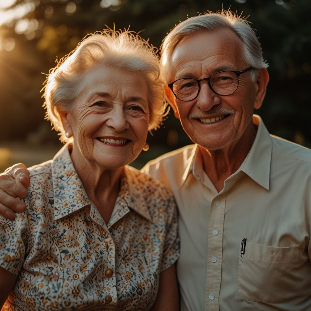 Elderly Couple at Golden Hour
